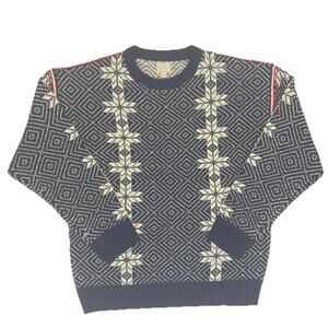 J.Crew Men’s Winter Fair Isle Wool Sweater in Navy and White Size L